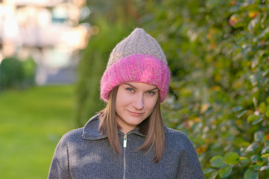 Wild Rose - The Beanie - designed in mohair, gold & alpaca