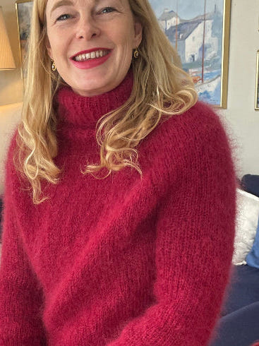 Vinrød genser klassisk høyhalset genser 