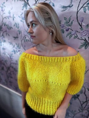 Le Soleil, with wide neckline - Knitting pattern