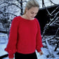 La Vie en Rose i 4227 Raspberry – mohairgenser med puffermer, sett forfra